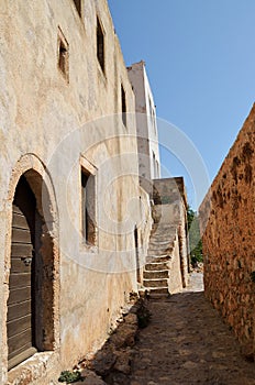 Paved pathway in Monemvasia , Greece